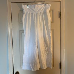 Old Navy White Wide Leg Linen Style Maternity Pants Large EUC
